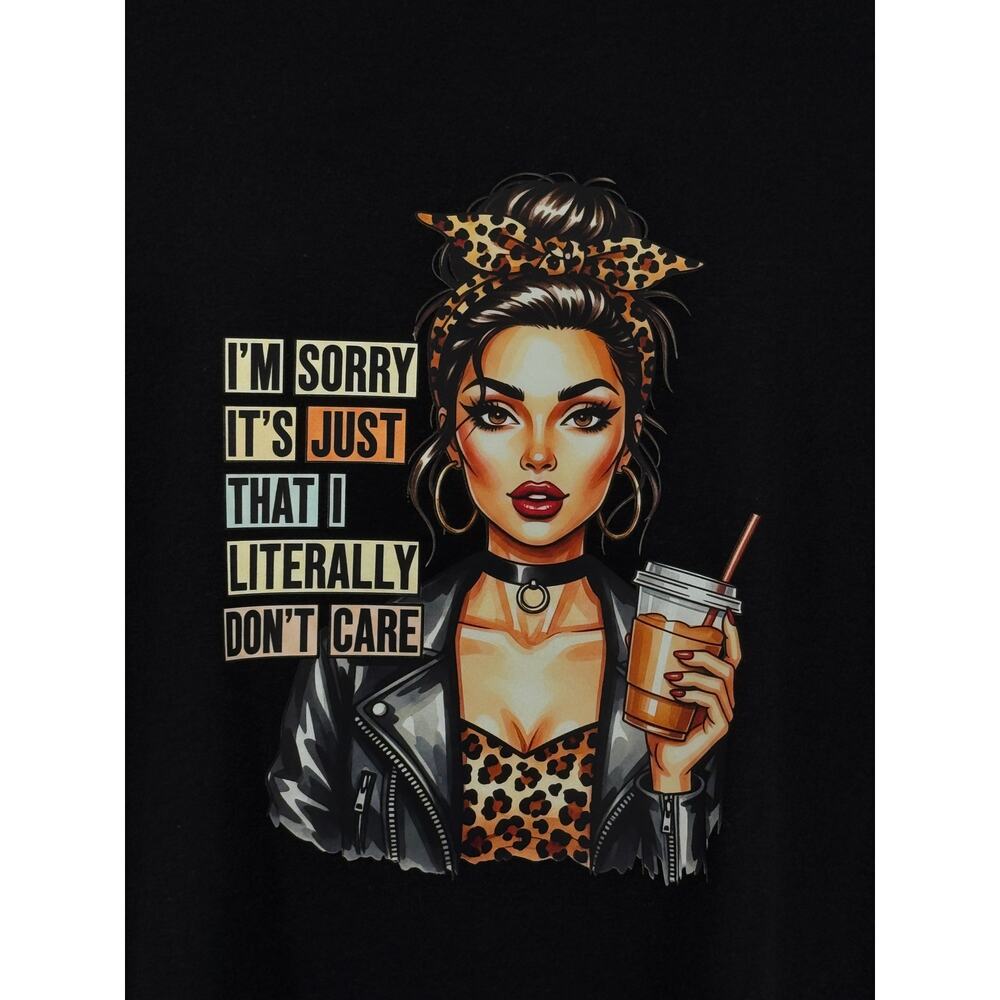 Custom print Plus Size 3X Black Sassy Coffee Leopard Graphic Tee NWOT